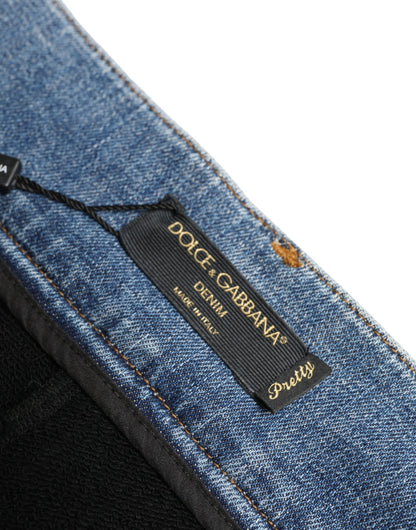 Dolce &amp; Gabbana Pantaloni skinny a vita alta chic con pantaloncini di jeans