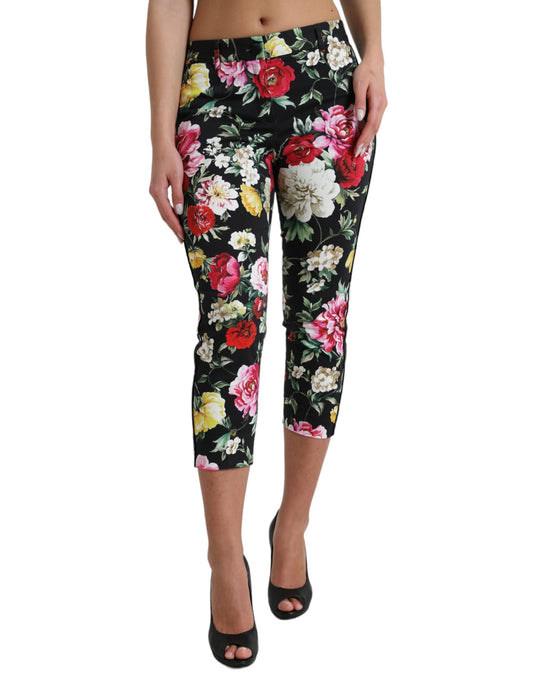 Pantaloni cropped eleganti a vita media floreali Dolce &amp; Gabbana