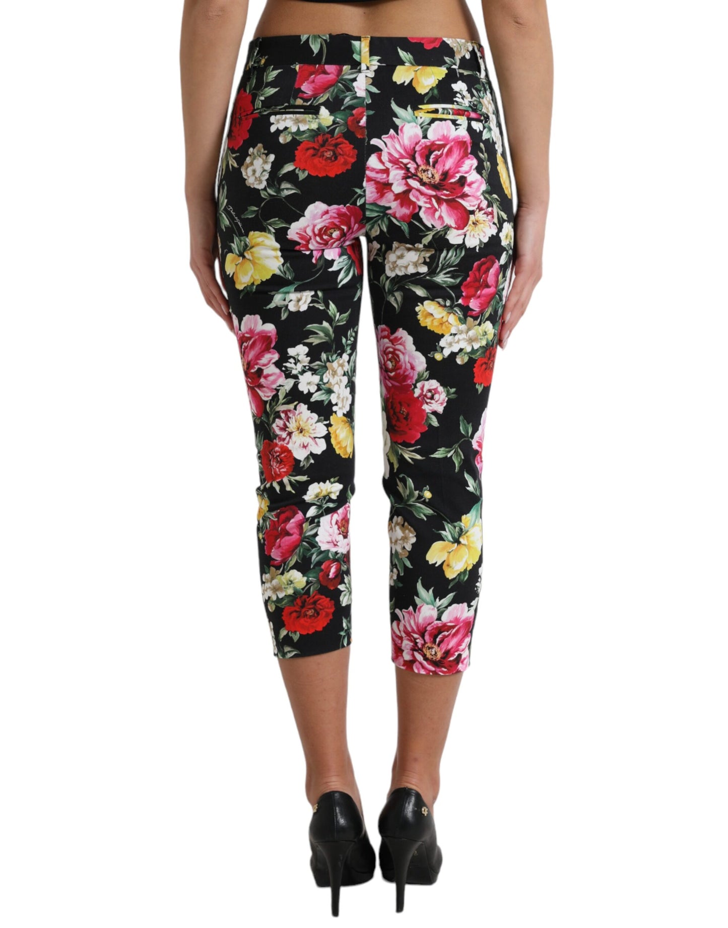 Pantaloni cropped eleganti a vita media floreali Dolce &amp; Gabbana