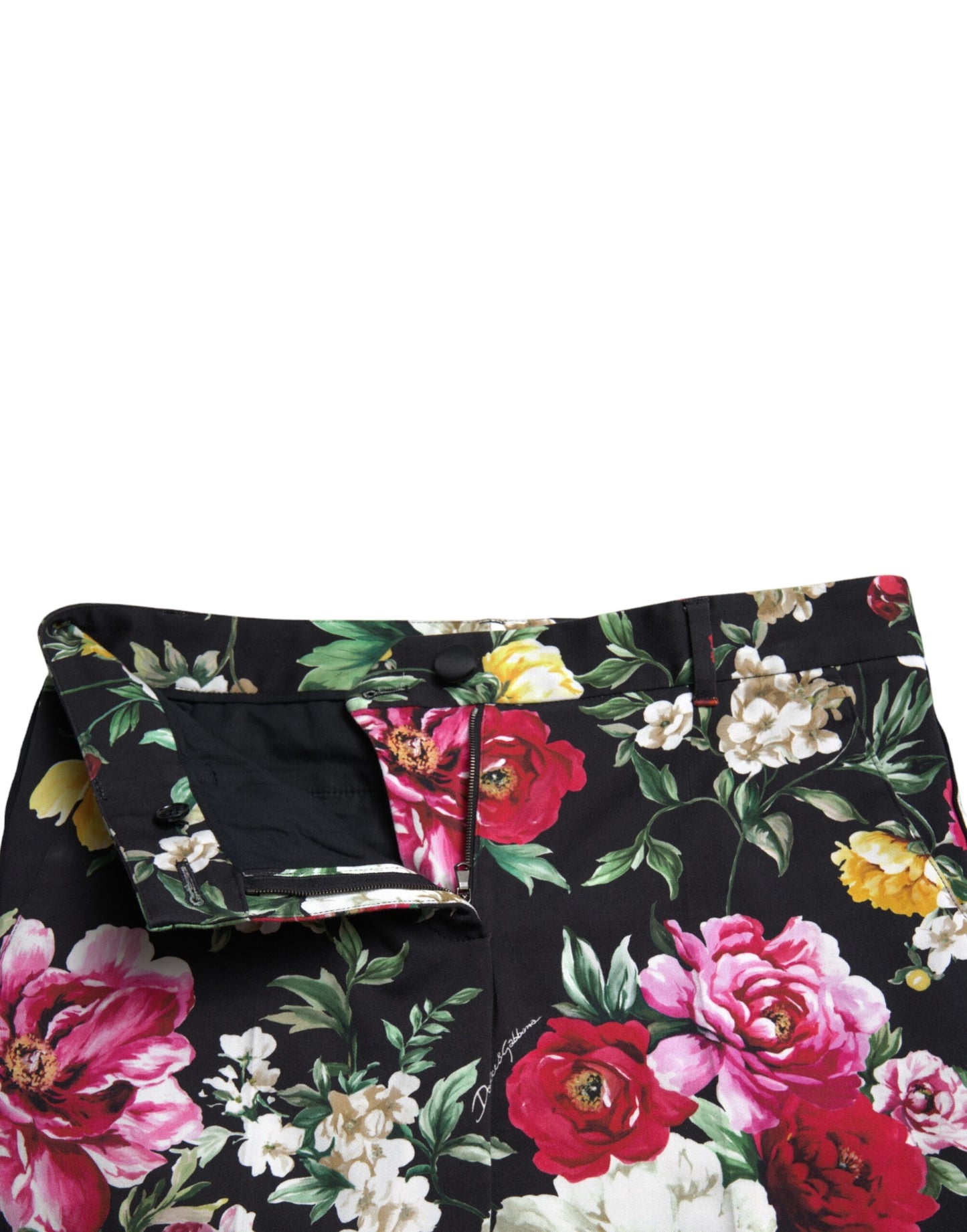 Pantaloni cropped eleganti a vita media floreali Dolce &amp; Gabbana