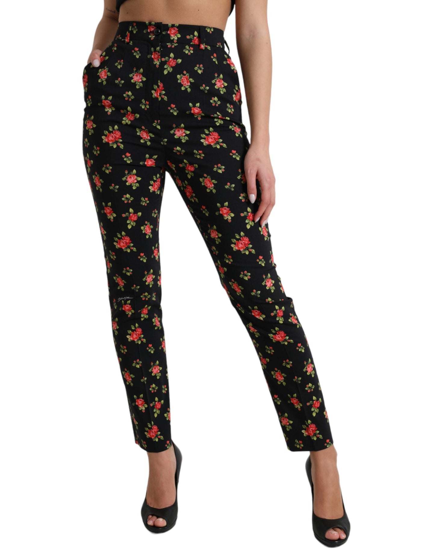 Dolce & Gabbana Elegant High-Waist Floral Tapered Pants