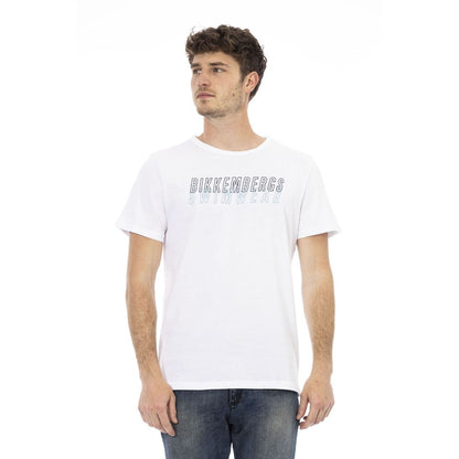 T-shirt da uomo in cotone bianco Bikkembergs