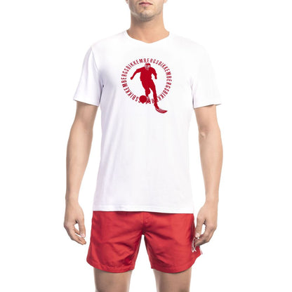 T-shirt da uomo in cotone bianco Bikkembergs