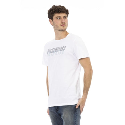 T-shirt da uomo in cotone bianco Bikkembergs