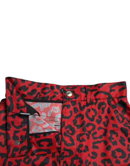 Dolce &amp; Gabbana Minigonna leopardata rossa a vita alta