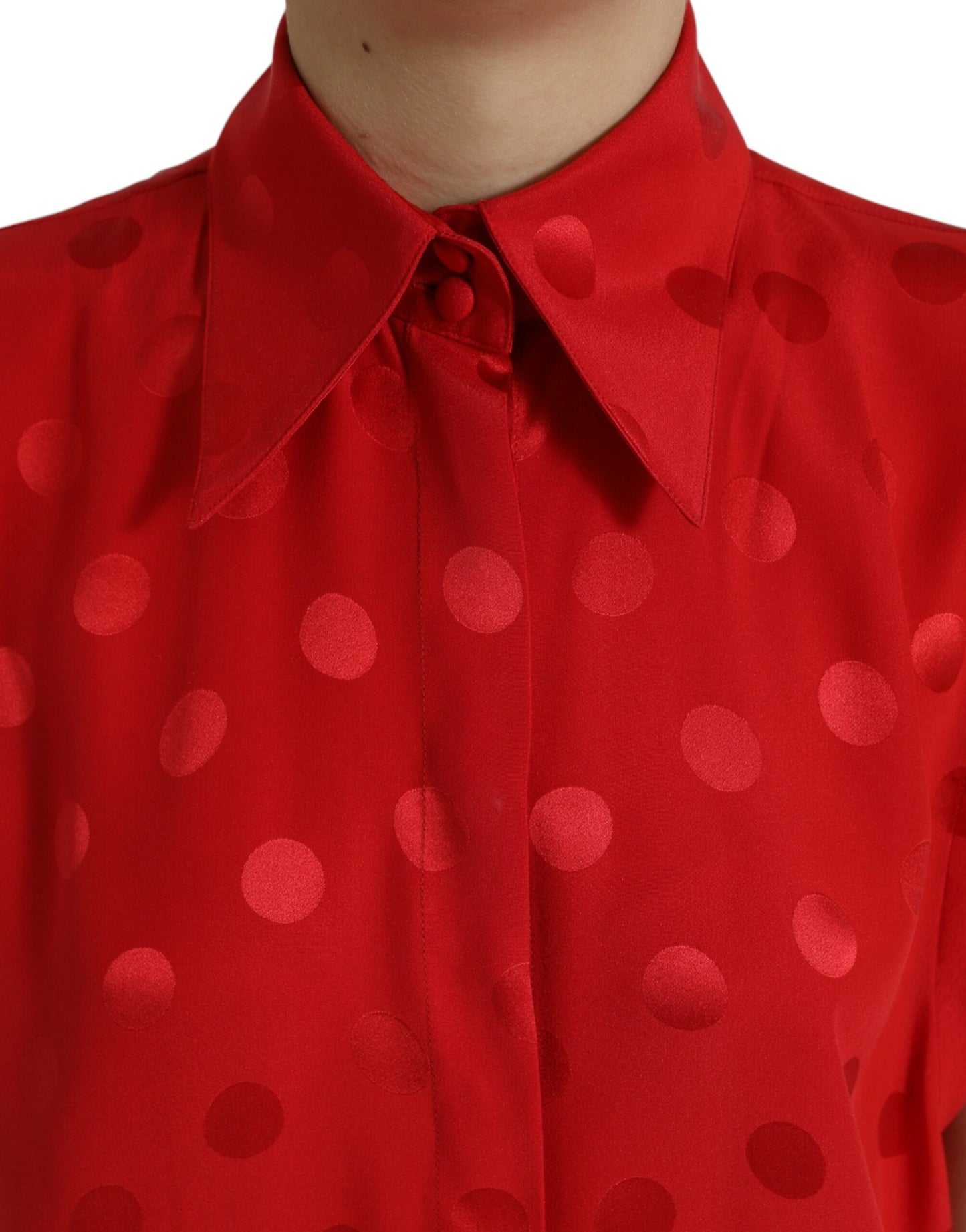 Dolce &amp; Gabbana Elegante Blusa Senza Maniche in Seta a Pois