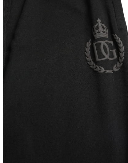 Dolce &amp; Gabbana Элегантные черные хлопковые джоггеры с вышивкой логотипа