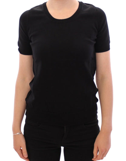 Dolce &amp; Gabbana T-shirt girocollo elegante in cotone nero