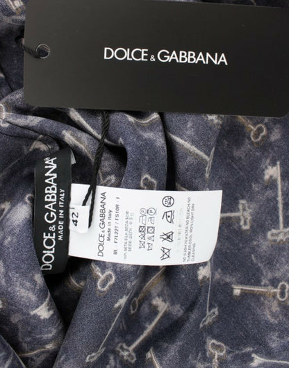 Dolce &amp; Gabbana Blusa Incantata Sicilia in Seta con Stampa Chiavi Dorate