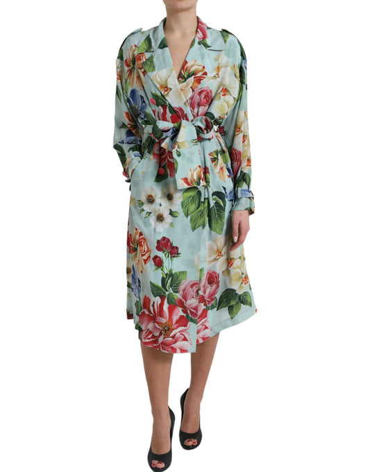 Dolce &amp; Gabbana Trench elegante in seta floreale