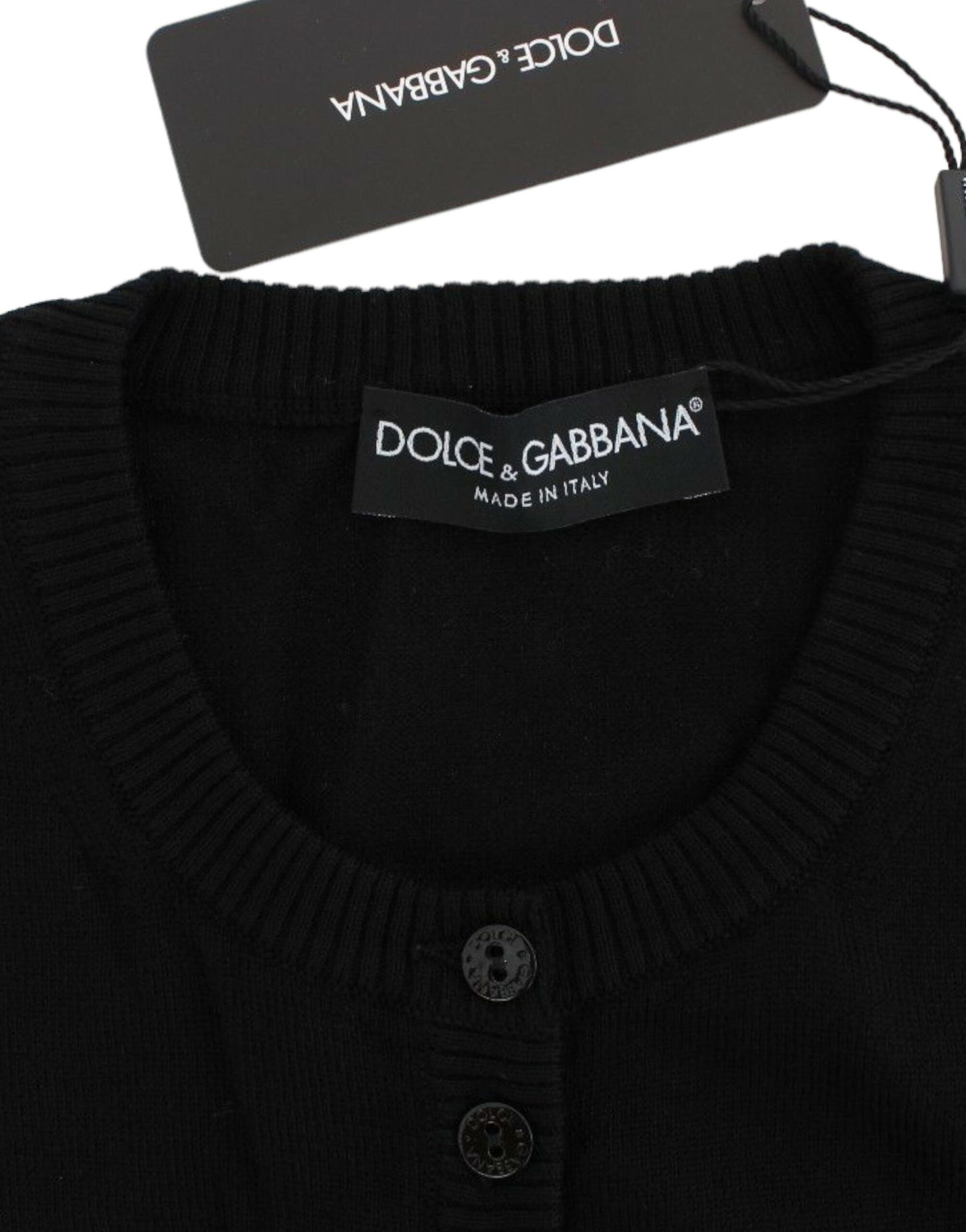 Dolce &amp; Gabbana Элегантный черный шерстяной кардиган-свитер