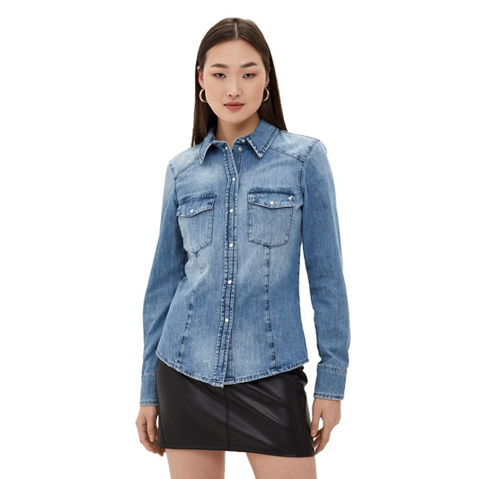 Patrizia Pepe Camicia Chic in Denim Azzurro