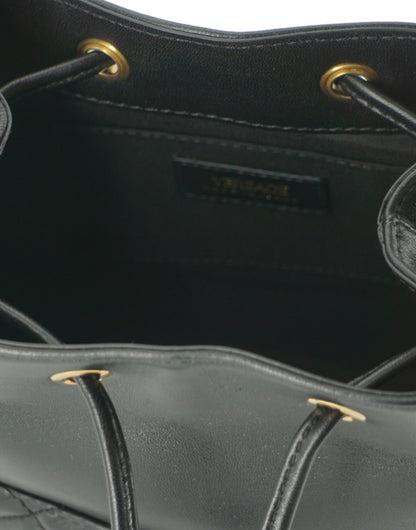 Versace Elegante borsa a tracolla a secchiello in pelle nera