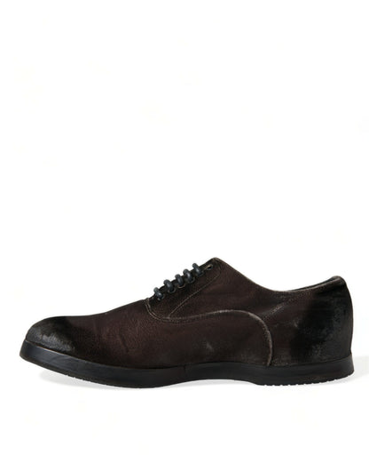 Dolce &amp; Gabbana eleganti scarpe stringate Oxford in velluto marrone