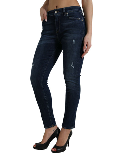 Dolce &amp; Gabbana Eleganti Jeans Elasticizzati a Vita Media Blu Scuro