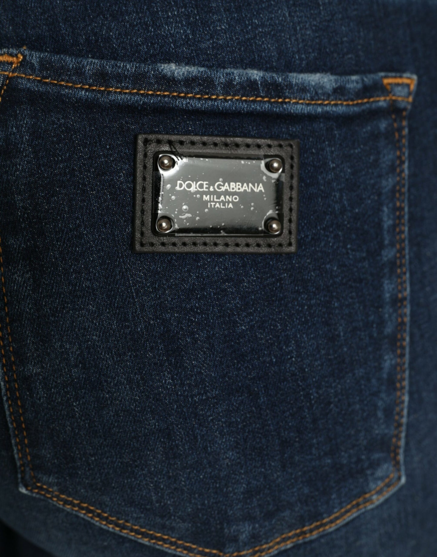 Dolce &amp; Gabbana Eleganti Jeans Elasticizzati a Vita Media Blu Scuro