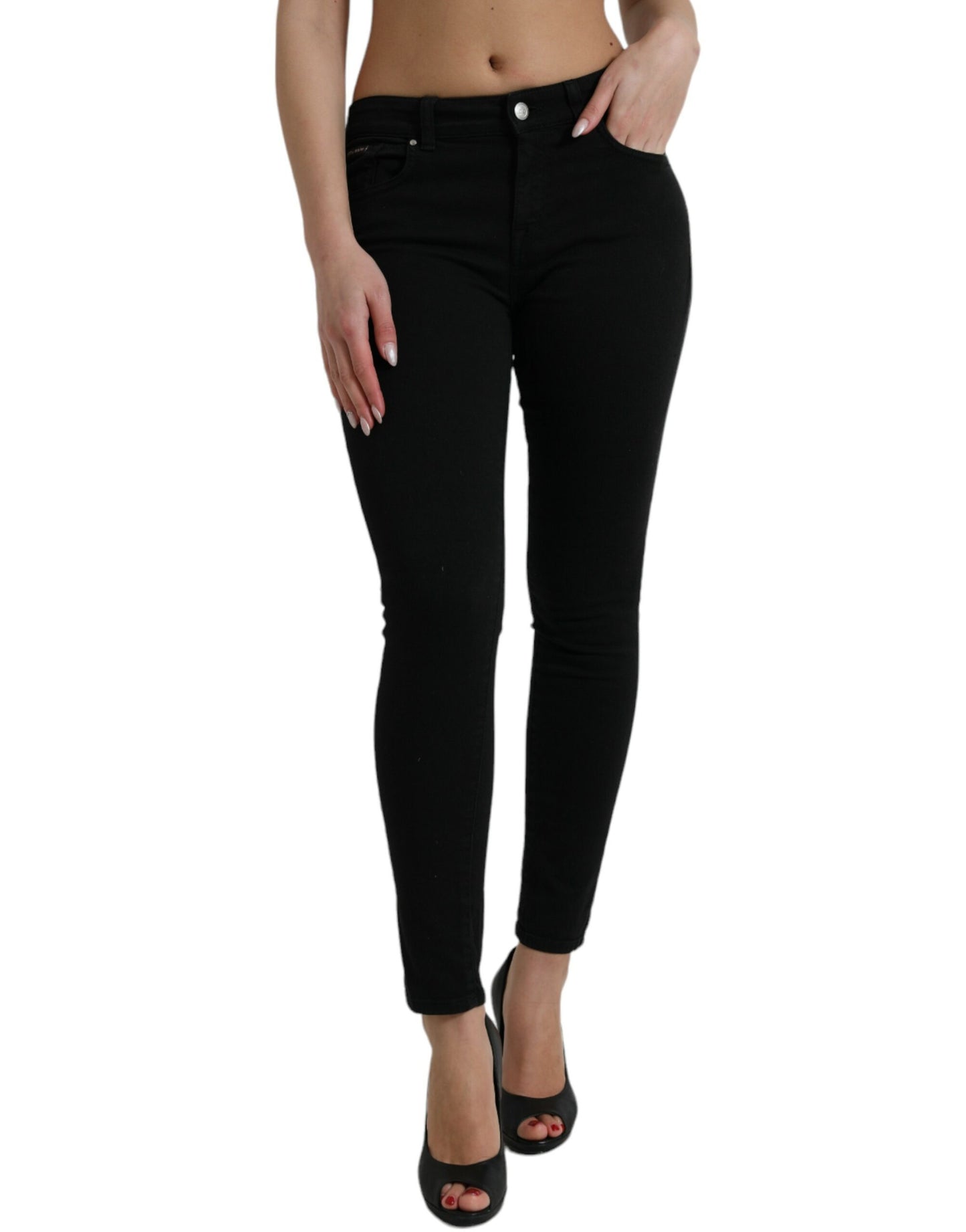 Dolce & Gabbana Chic Black Mid Waist Stretch Jeans