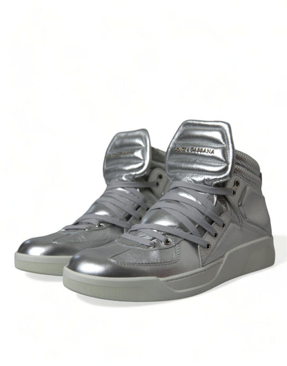 Dolce &amp; Gabbana Sneakers alte in pelle argento