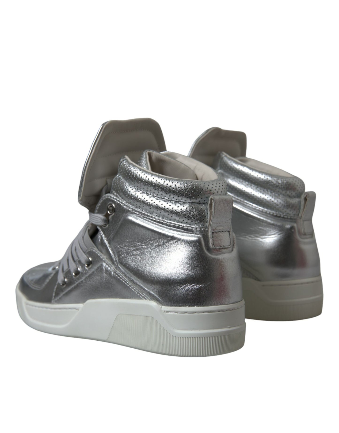 Dolce &amp; Gabbana Sneakers alte in pelle argento