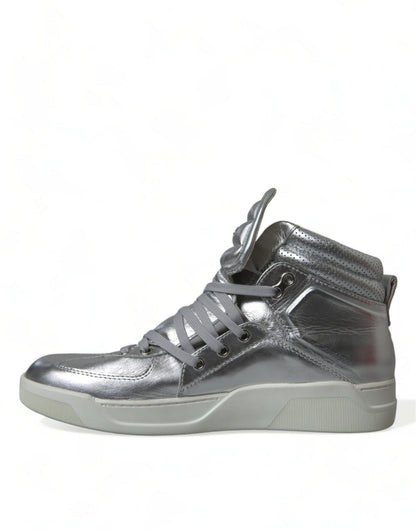 Dolce &amp; Gabbana Sneakers alte in pelle argento