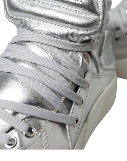 Dolce &amp; Gabbana Sneakers alte in pelle argento