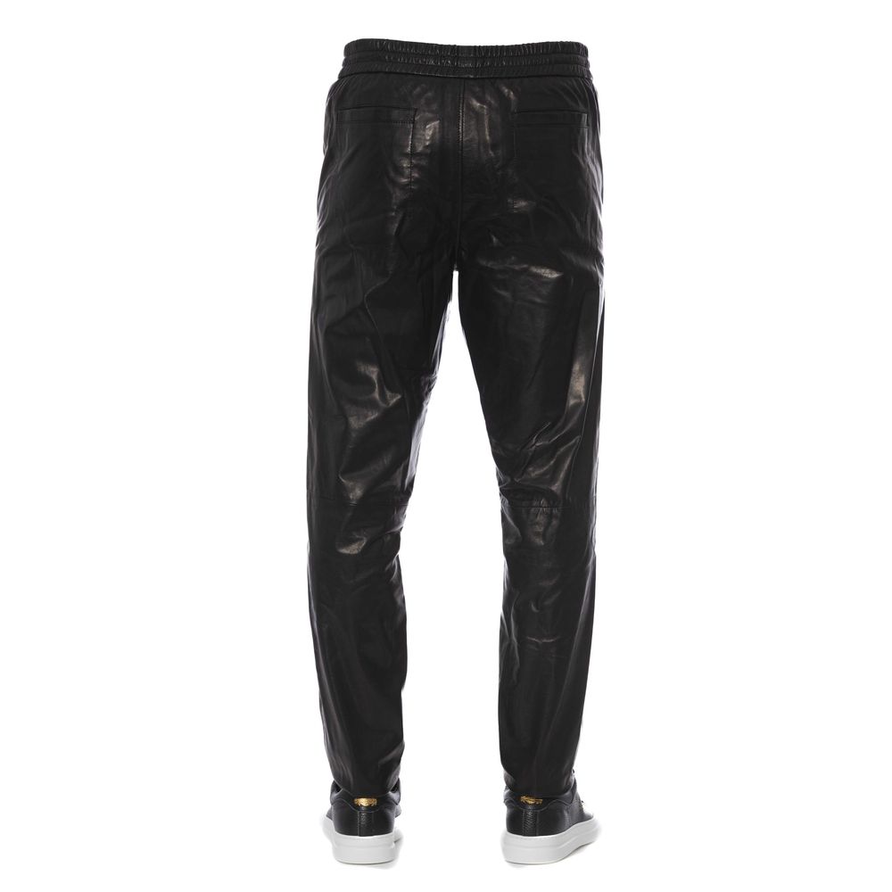 Pantaloni Trussardi Sleek in Pelle Nera per Uomo