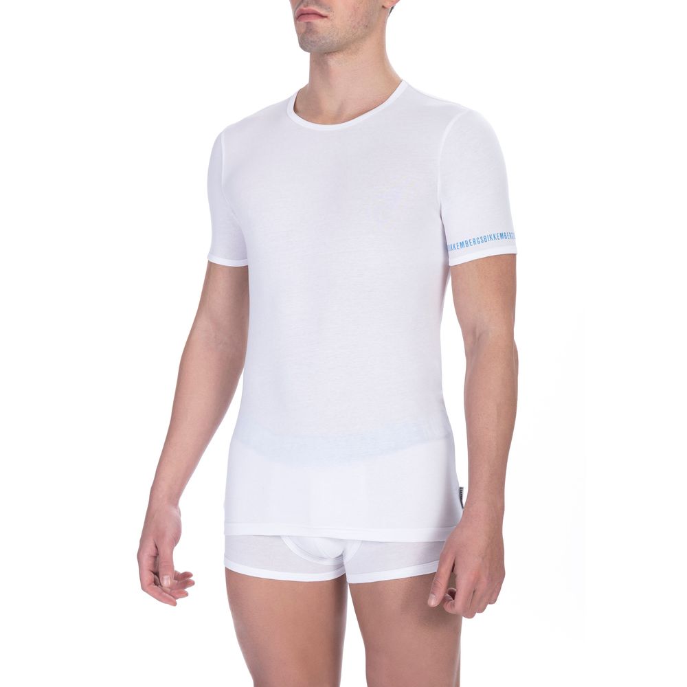 T-shirt da uomo in cotone bianco Bikkembergs