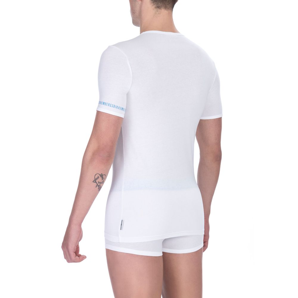 T-shirt da uomo in cotone bianco Bikkembergs