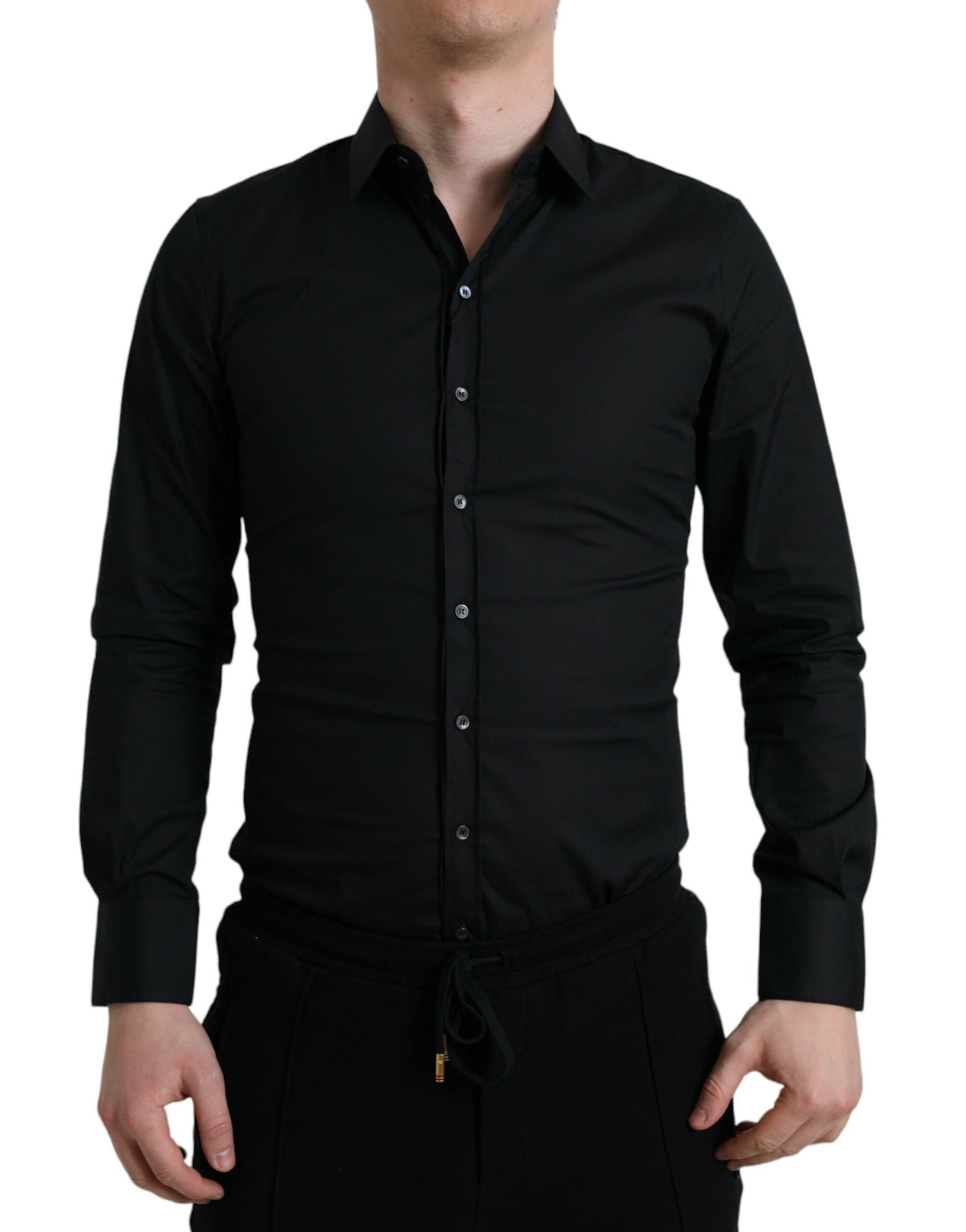 Dolce &amp; Gabbana Camicia elegante nera slim fit italiana