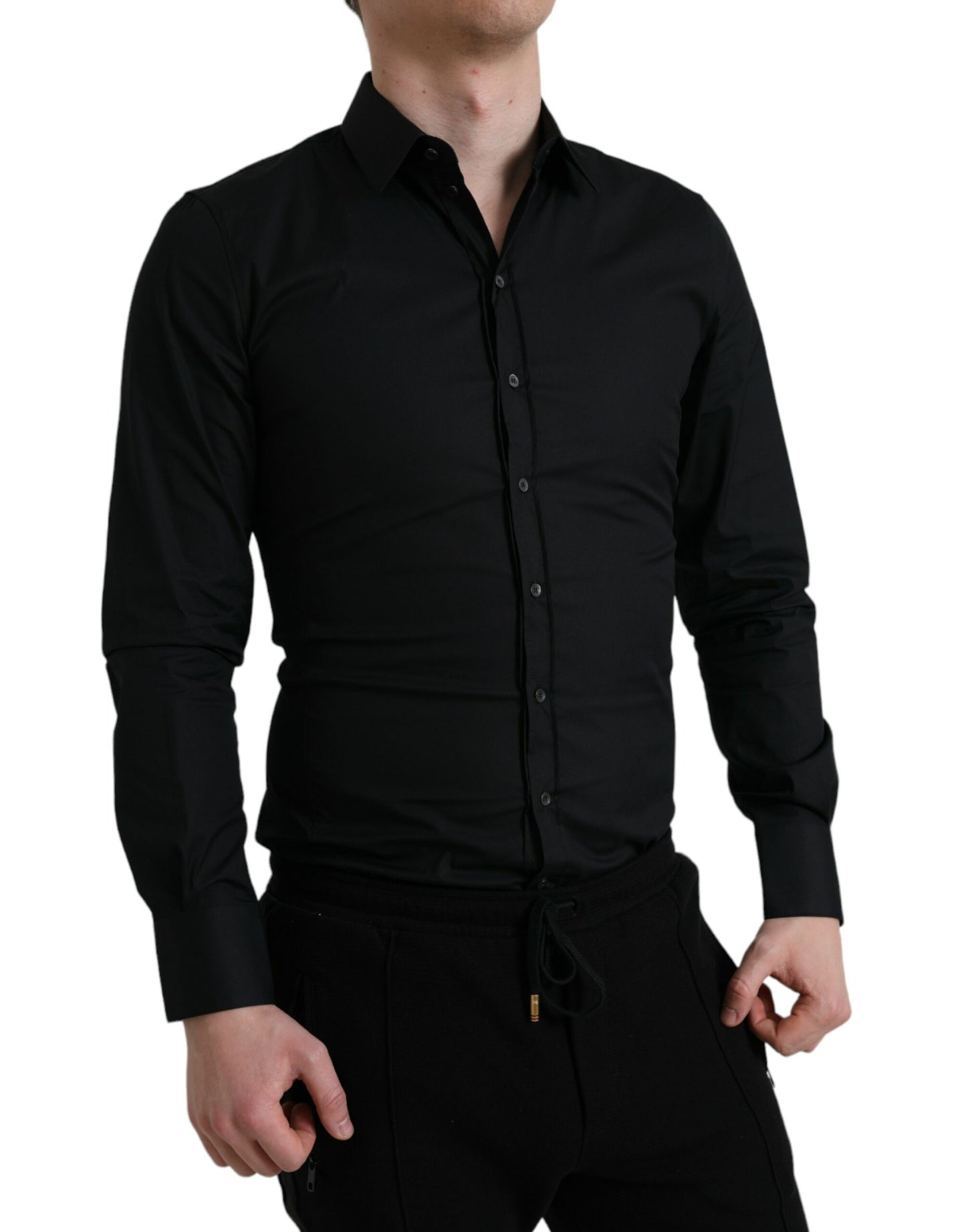 Dolce &amp; Gabbana Camicia elegante nera slim fit italiana