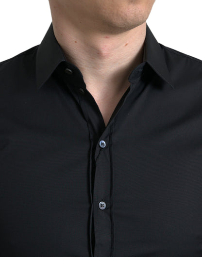 Dolce &amp; Gabbana Camicia elegante nera slim fit italiana