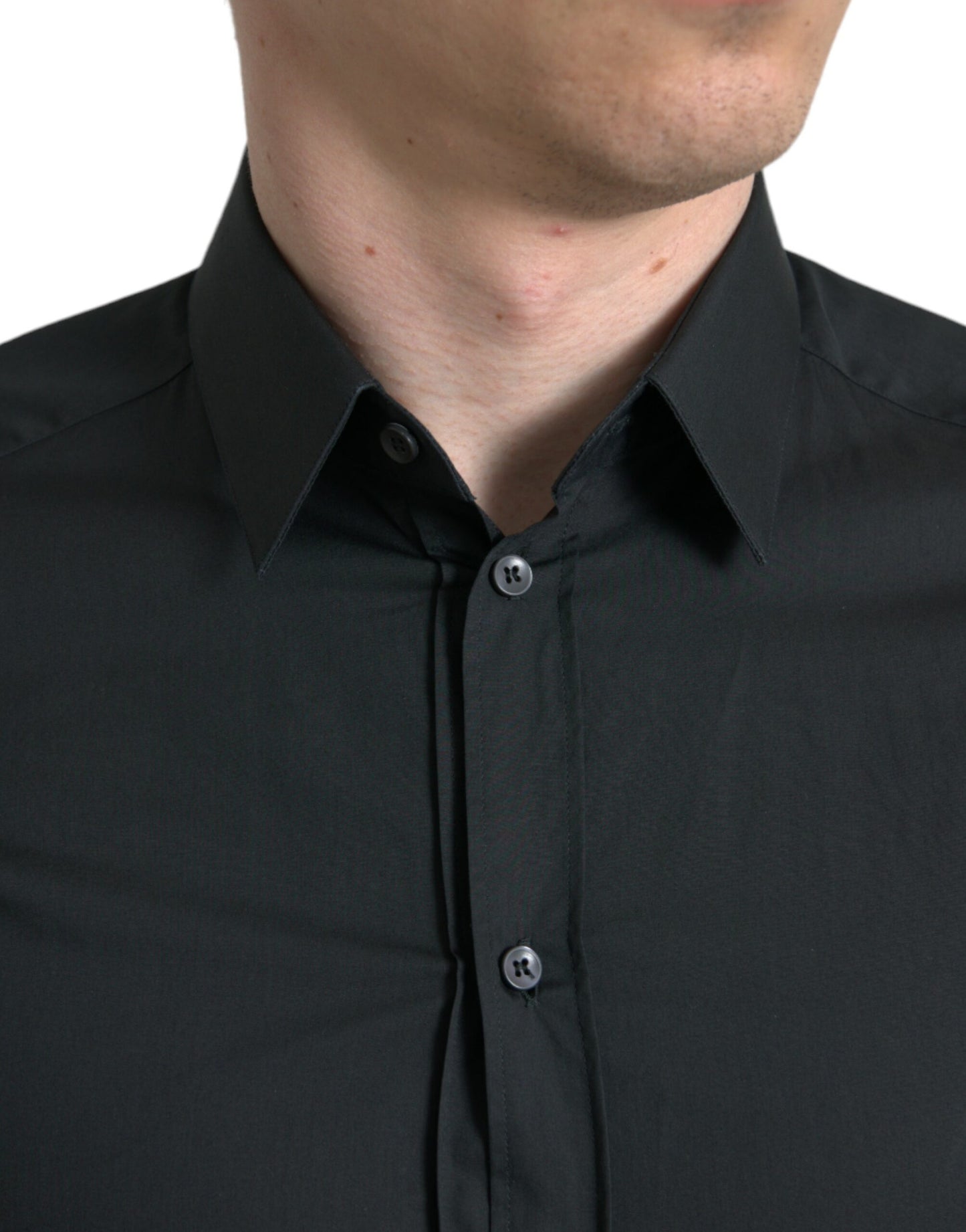 Dolce &amp; Gabbana Camicia elegante slim in misto seta nera