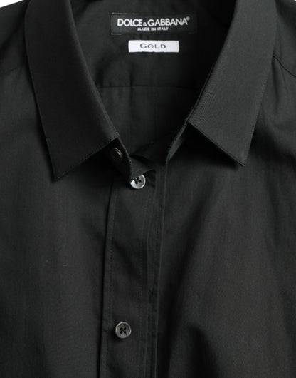 Dolce &amp; Gabbana Camicia elegante slim in misto seta nera