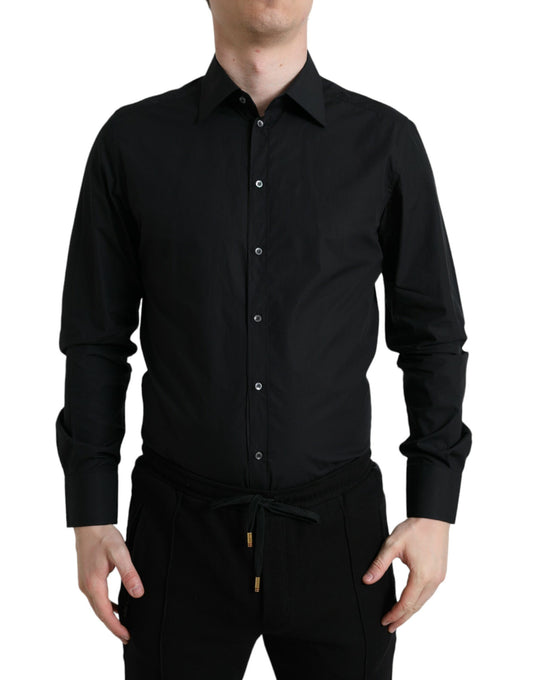 Dolce &amp; Gabbana Camicia elegante nera slim fit italiana