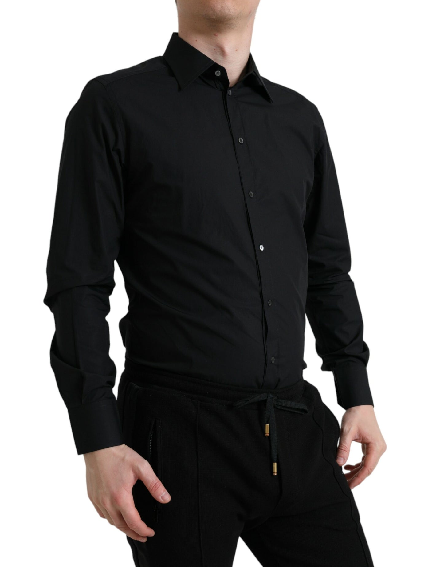 Dolce &amp; Gabbana Camicia elegante nera slim fit italiana