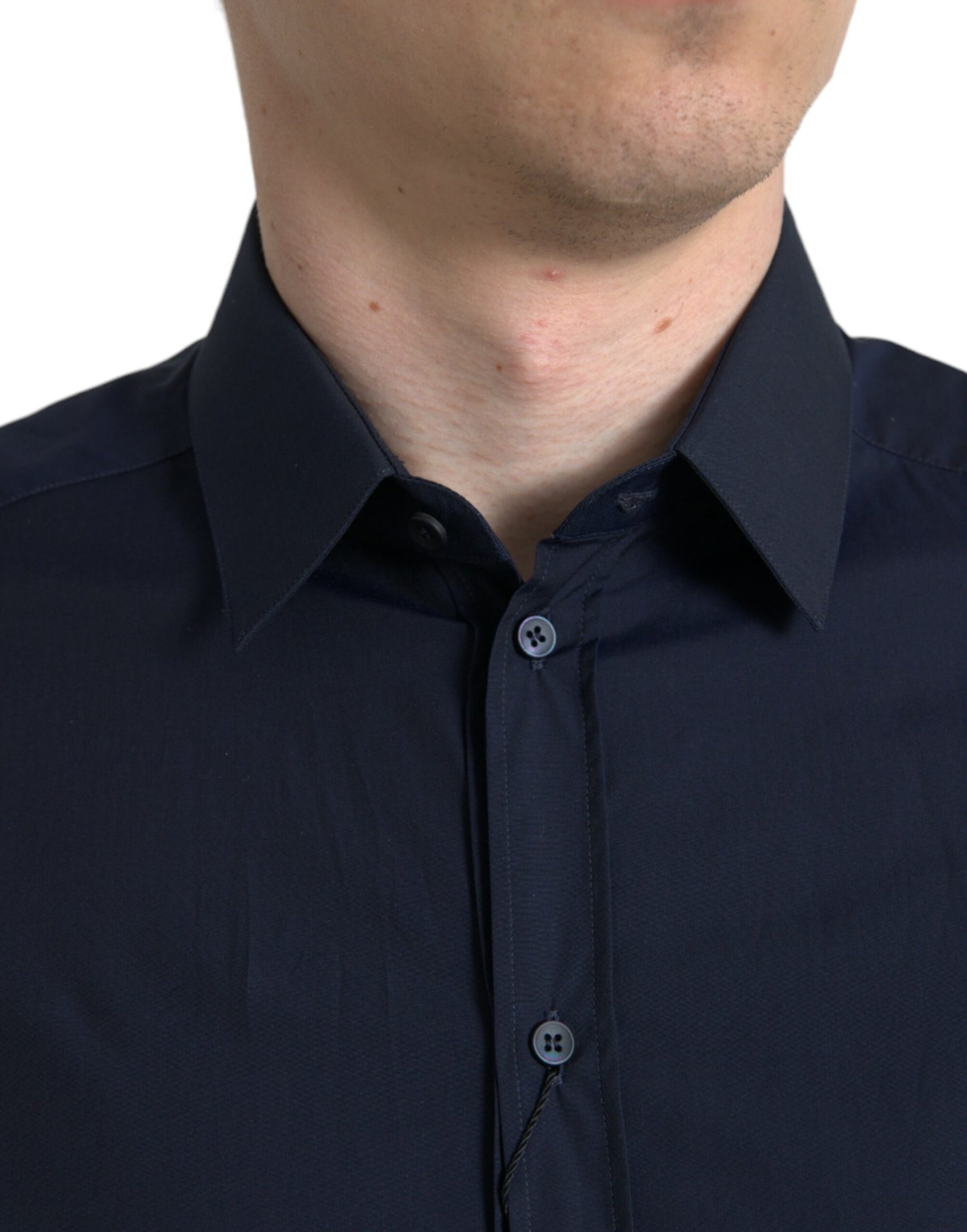 Dolce &amp; Gabbana Elegante camicia elegante jacquard blu scuro