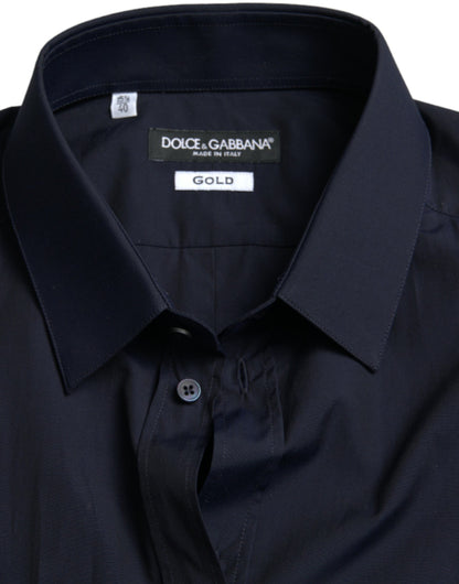 Dolce &amp; Gabbana Elegante camicia elegante jacquard blu scuro