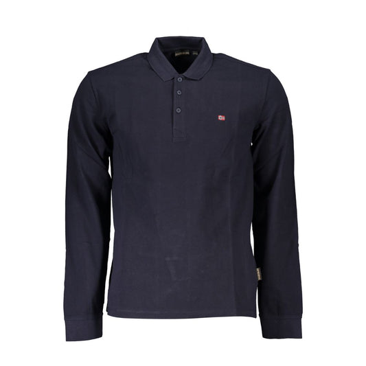 Polo elegante blu a maniche lunghe Napapijri da uomo