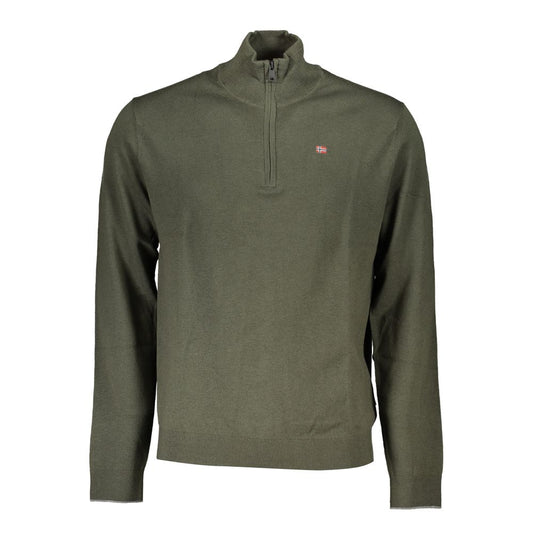 Maglione verde elegante con mezza zip Napapijri