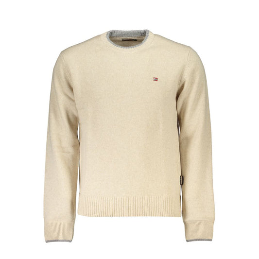 Maglione ricamato girocollo beige Napapijri