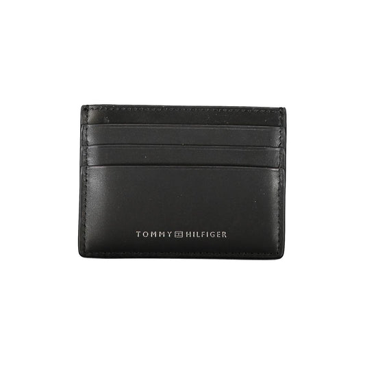 Tommy Hilfiger Chic Black Leather Card Holder with Contrast Detailing