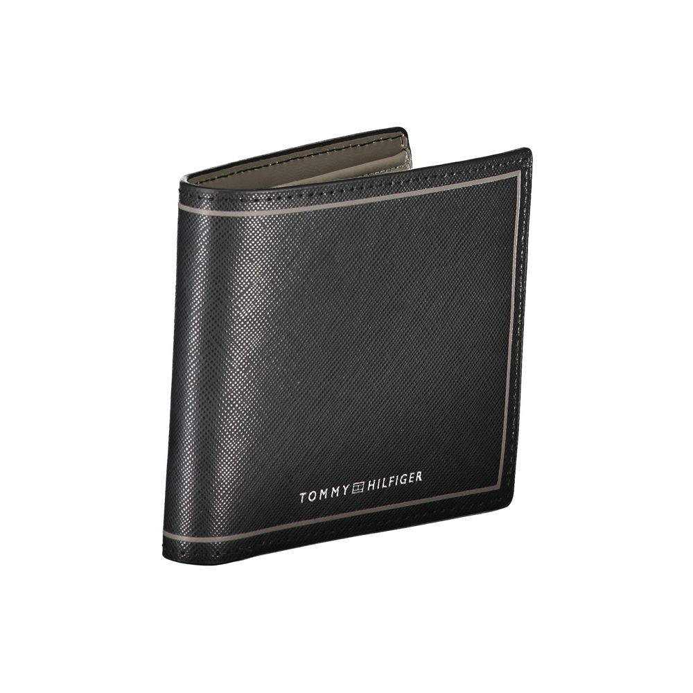 Tommy Hilfiger Elegant Black Leather Dual-Compartment Wallet