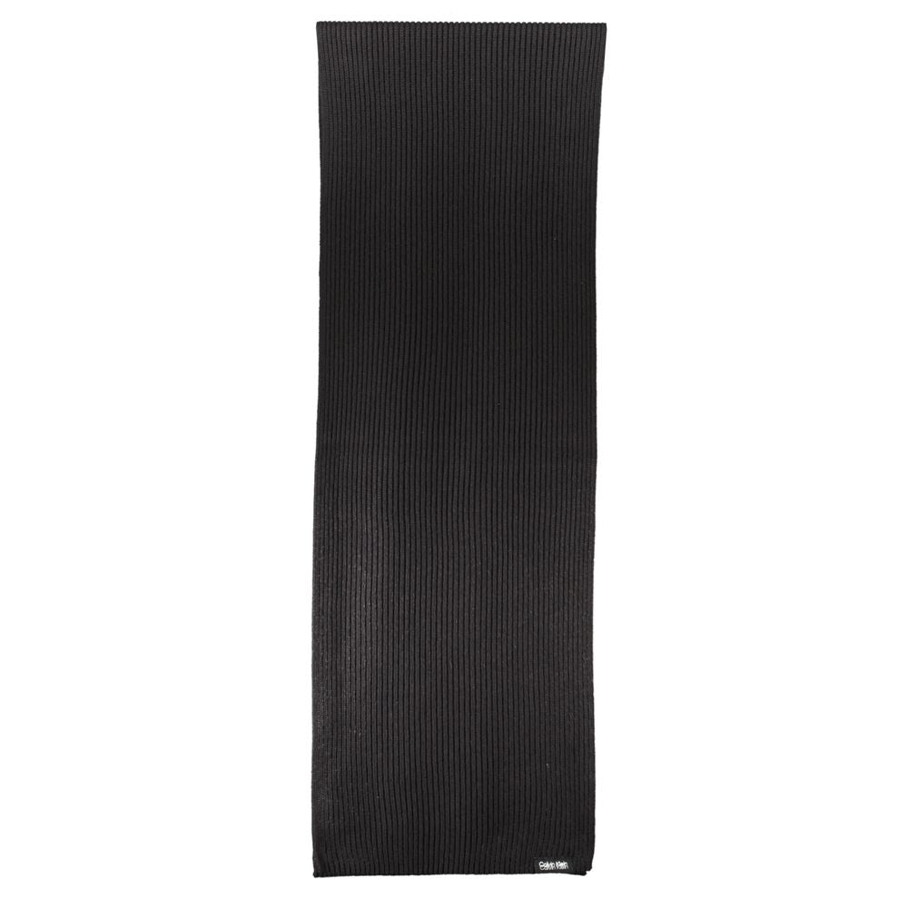 Calvin Klein Elegant Black Cotton Cashmere Scarf