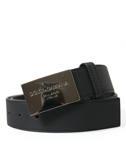 Dolce & Gabbana Elegant Black Leather Belt with Metal Buckle