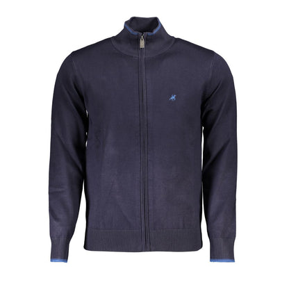 Cardigan con zip blu classico US Grand Polo con dettagli a contrasto