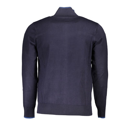 Cardigan con zip blu classico US Grand Polo con dettagli a contrasto