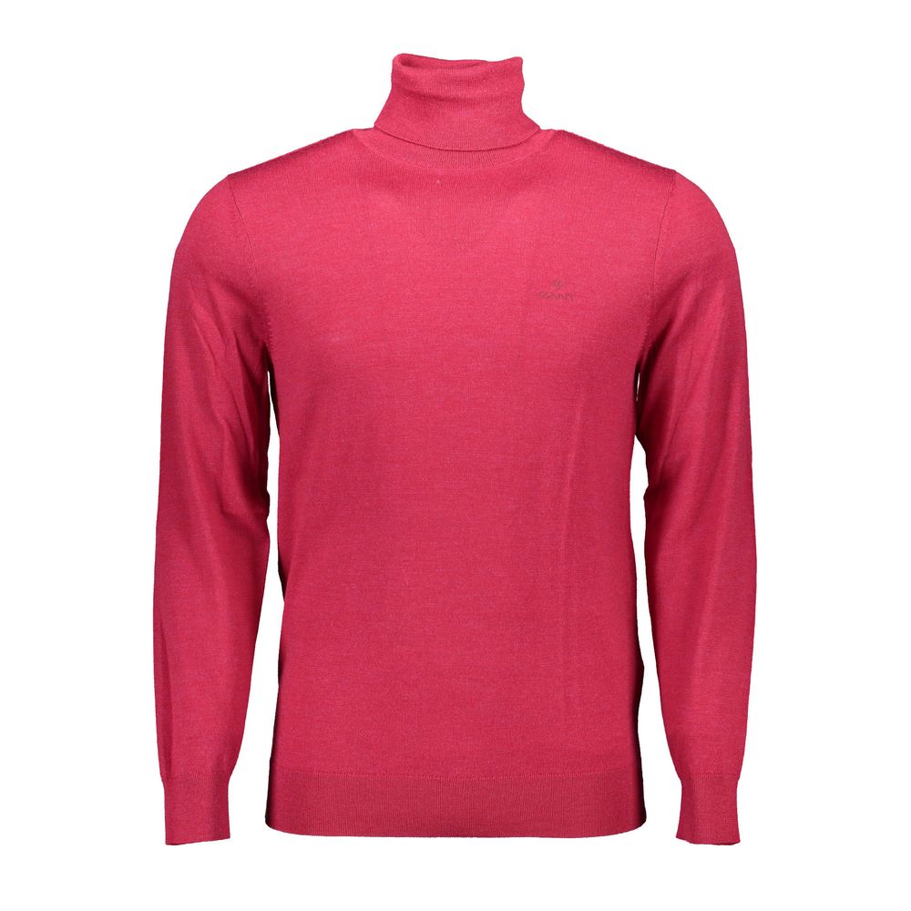 Gant Elegante Maglione Dolcevita Rosa in Pura Lana