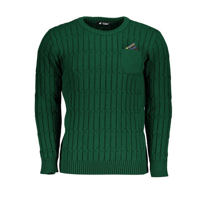 Maglione verde intrecciato girocollo elegante Grand Polo degli Stati Uniti