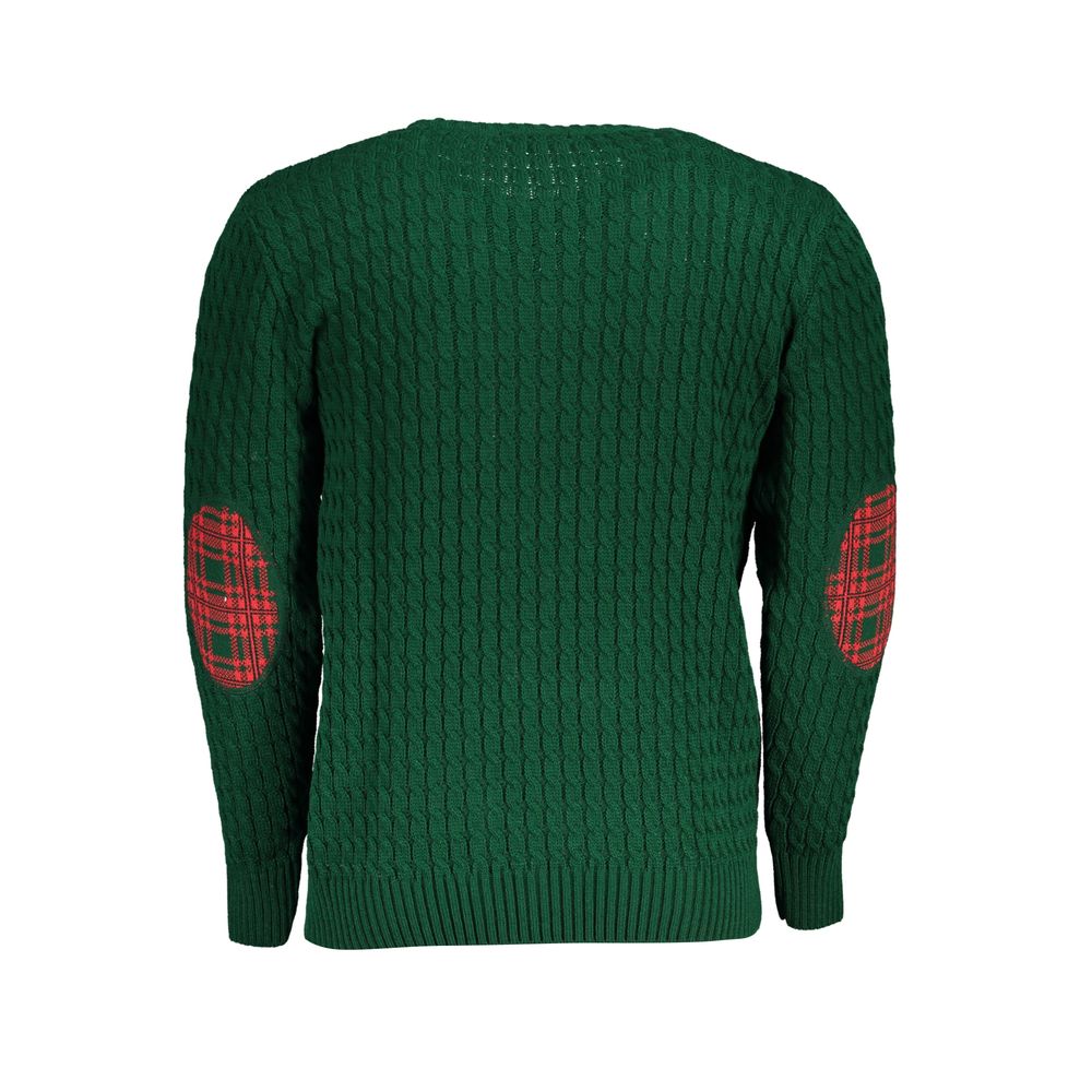 Maglione girocollo verde in maglia intrecciata Grand Polo degli Stati Uniti