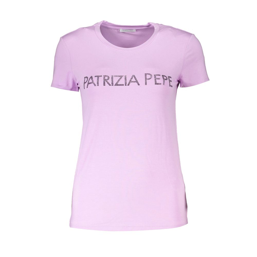 Patrizia Pepe T-shirt girocollo con strass viola